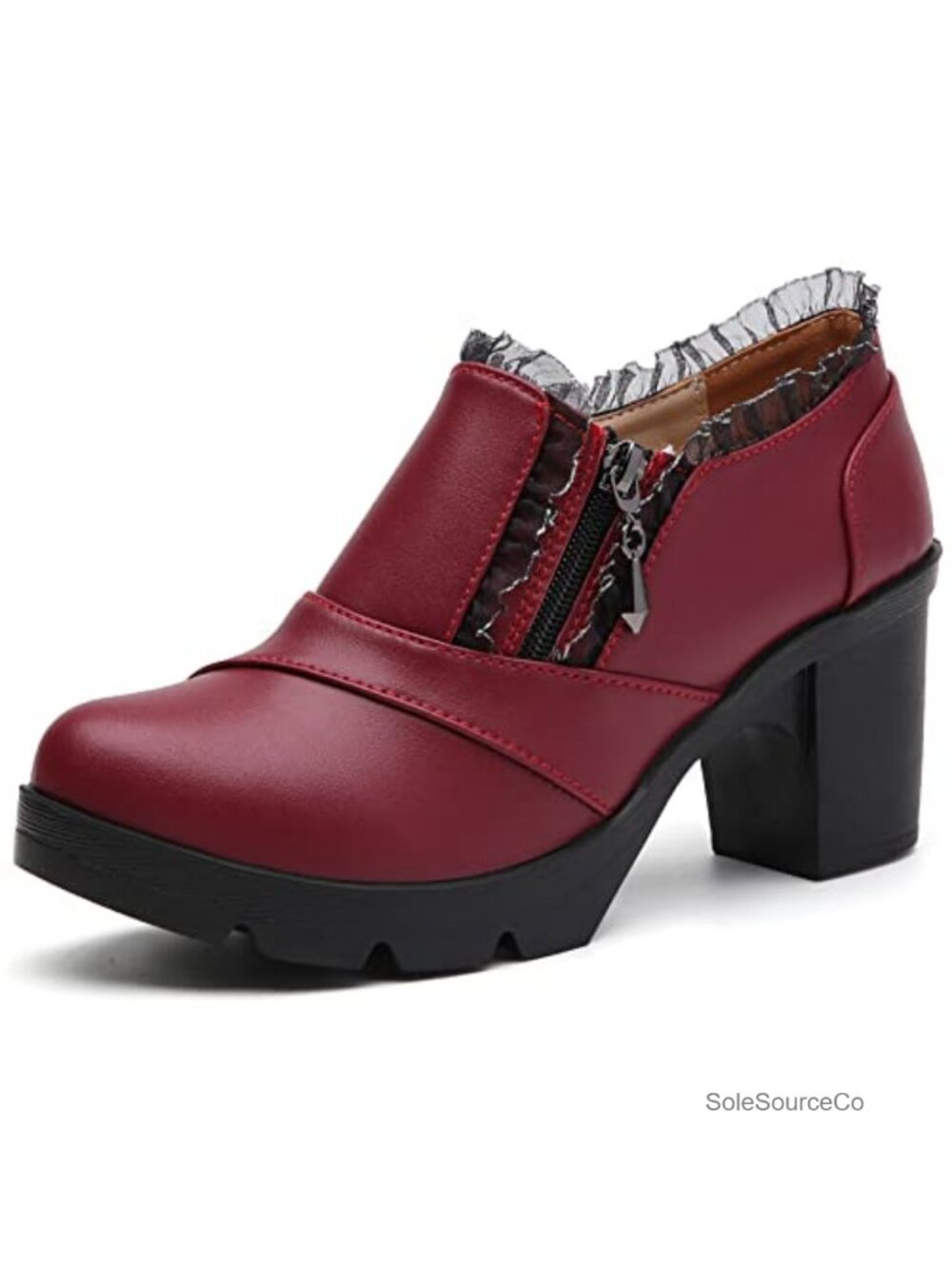 Women's Platform Oxfords with Lace Design, Zipper Closure, Mid-Heel Dress Shoes